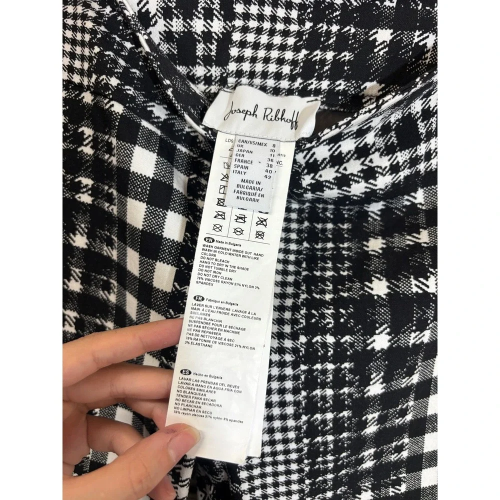 Joseph Ribkoff Vanilla Black Pants Style 231273 Plaid Mixed Print Cropped Size 8